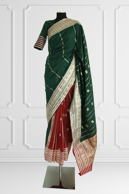 Emerald Elegance Handwoven Saree