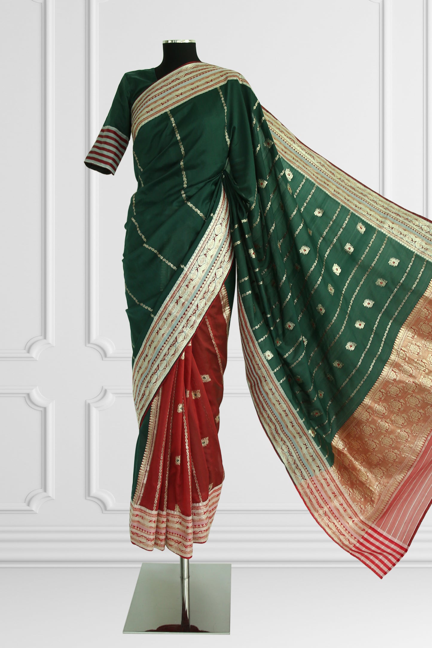 Emerald Elegance Handwoven Saree