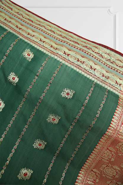 Emerald Elegance Handwoven Saree