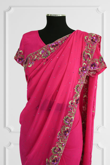 Ready-Made Fuchsia Blossom Saree