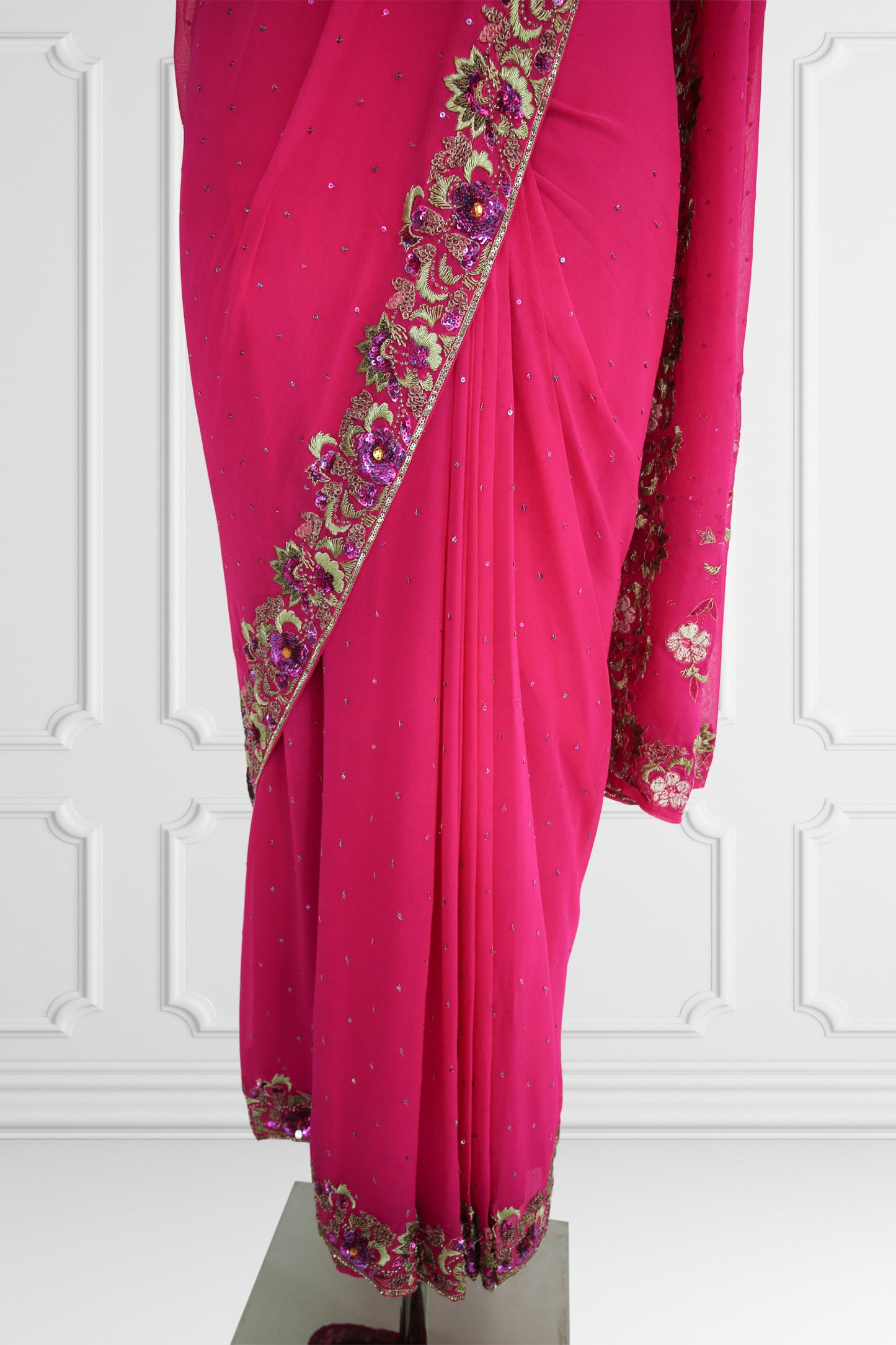 Ready-Made Fuchsia Blossom Saree