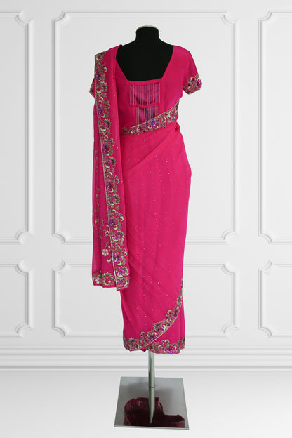 Ready-Made Fuchsia Blossom Saree