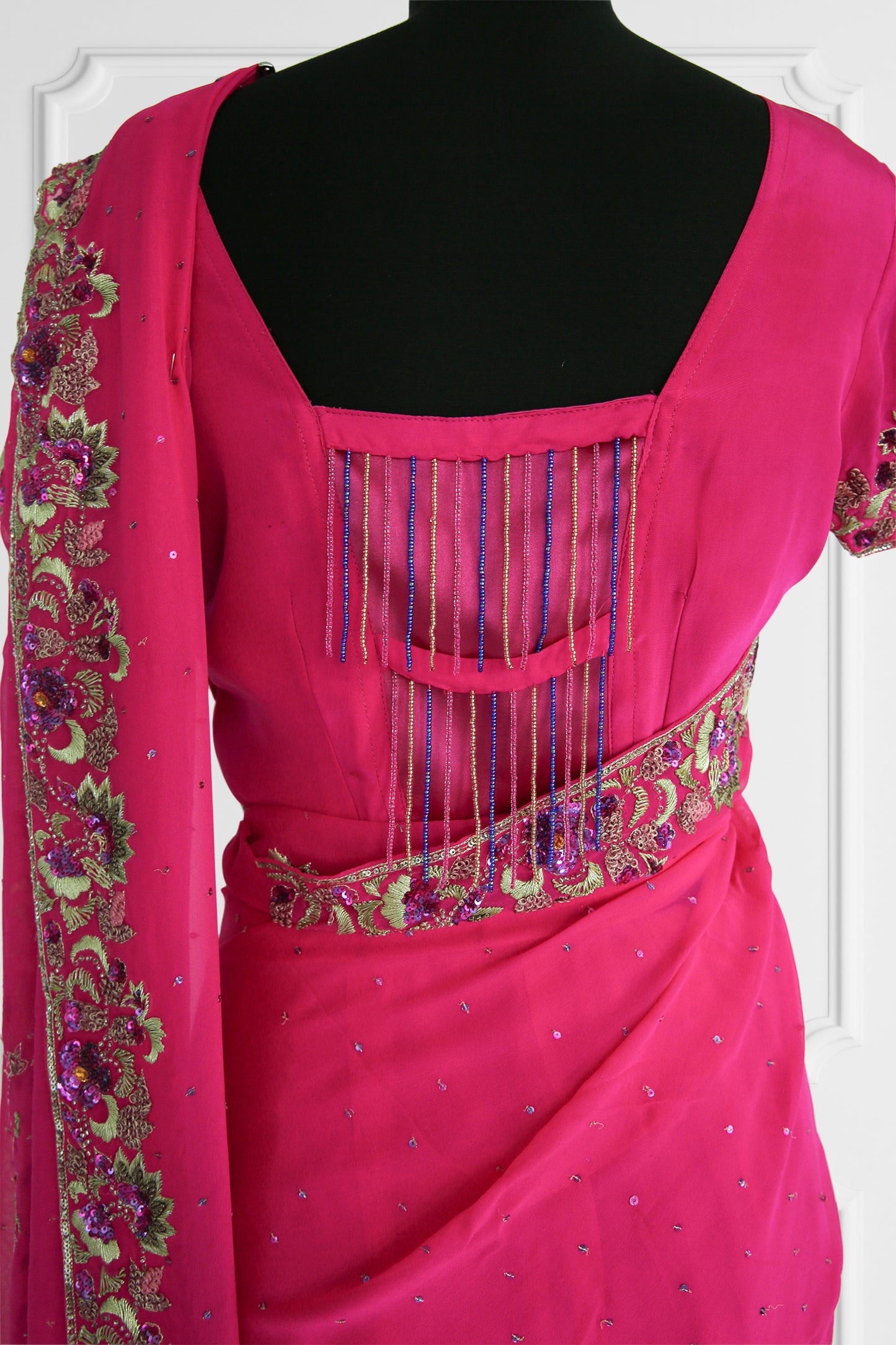 Ready-Made Fuchsia Blossom Saree