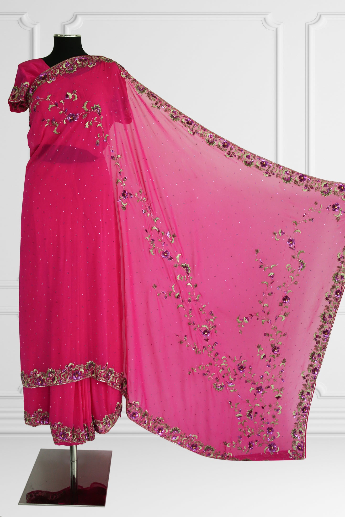 Ready-Made Fuchsia Blossom Saree