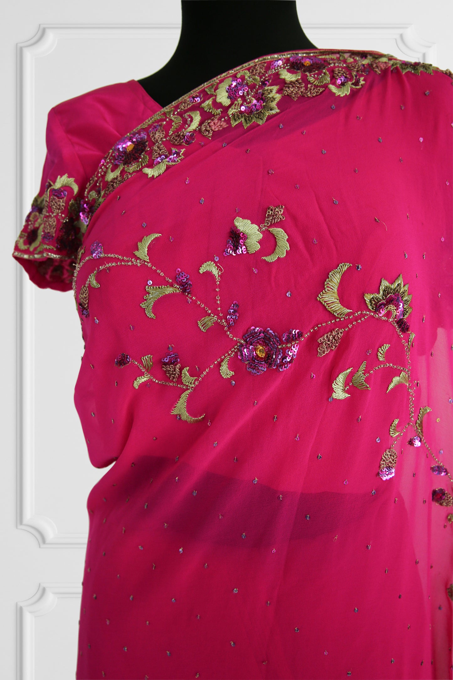 Ready-Made Fuchsia Blossom Saree