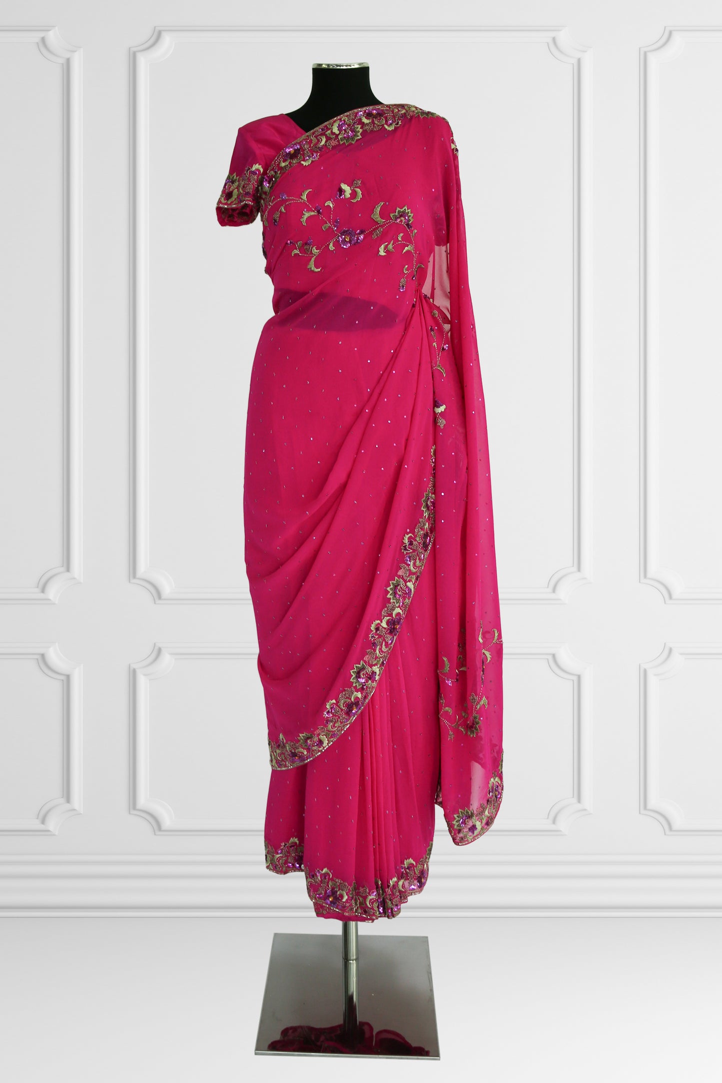 Ready-Made Fuchsia Blossom Saree