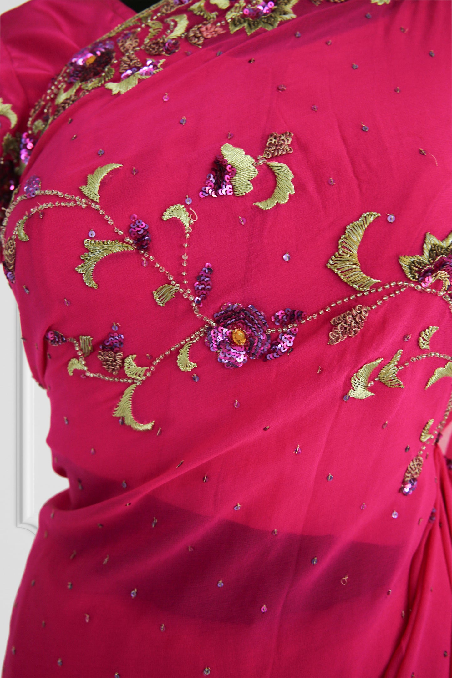 Ready-Made Fuchsia Blossom Saree