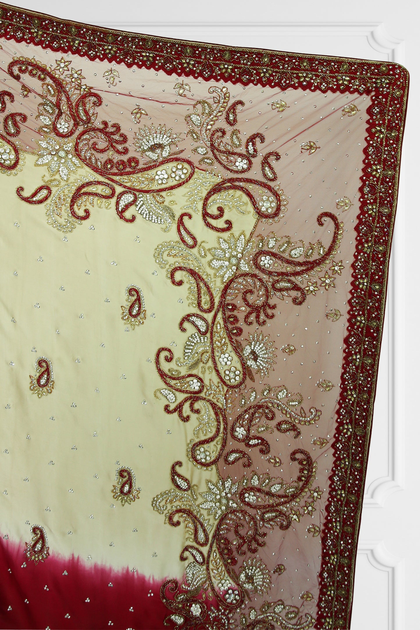 Elegant Red and Beige Embroidered Saree