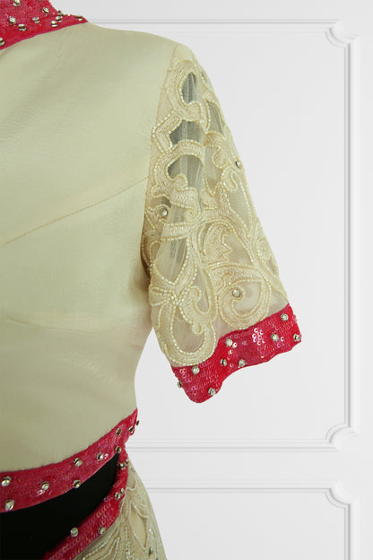 Ethereal Cream & Pink Embroidered Saree