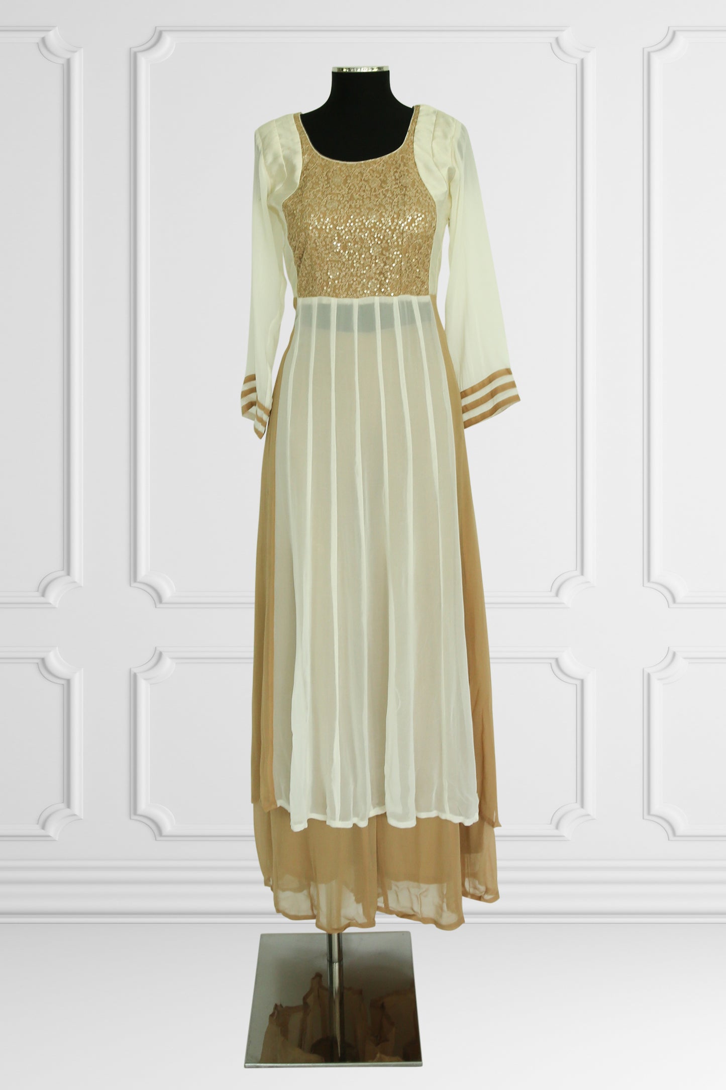 Elegant Beige and Gold Anarkali