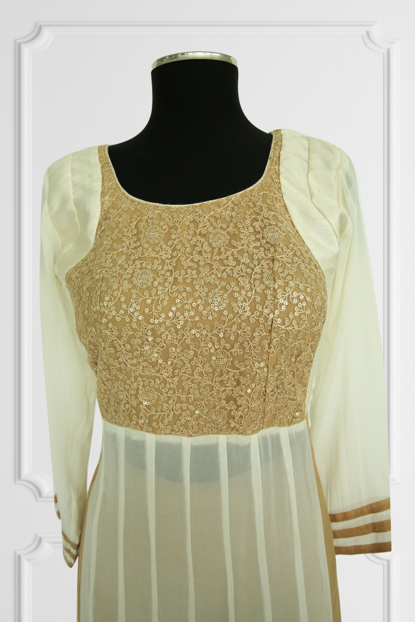 Elegant Beige and Gold Anarkali