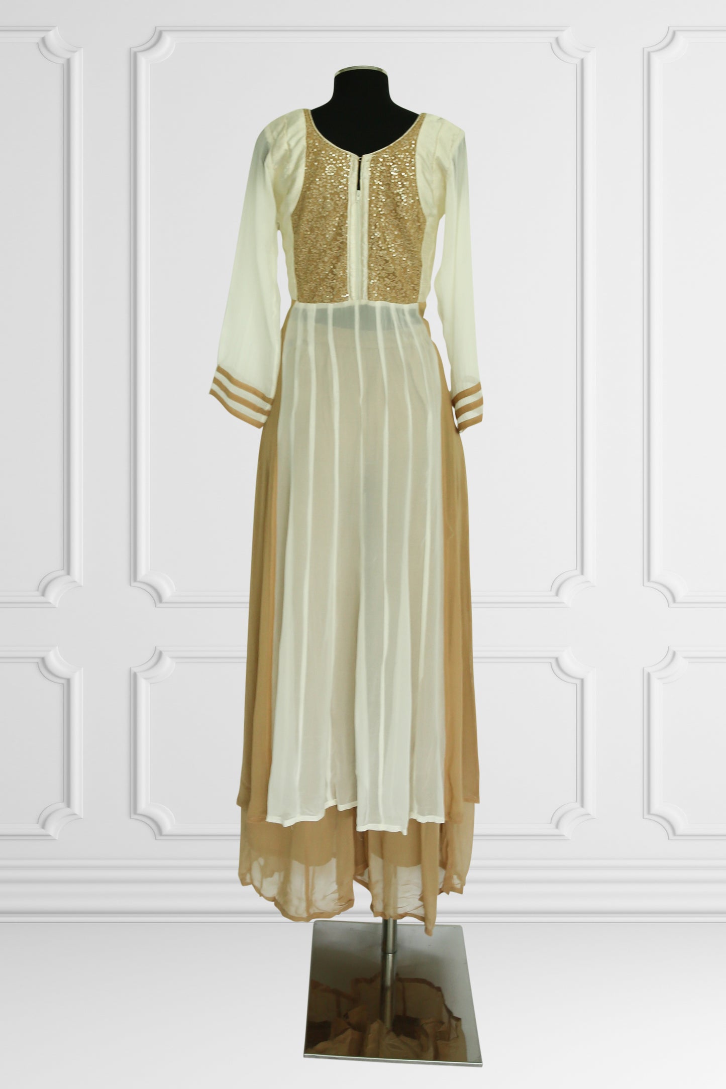 Elegant Beige and Gold Anarkali