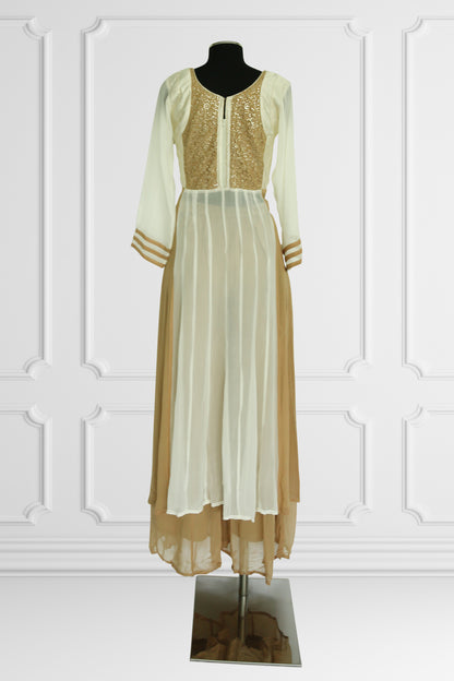 Elegant Beige and Gold Anarkali