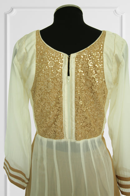 Elegant Beige and Gold Anarkali