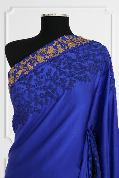 Silk Deep Blue Saree with Gold embroidered Border