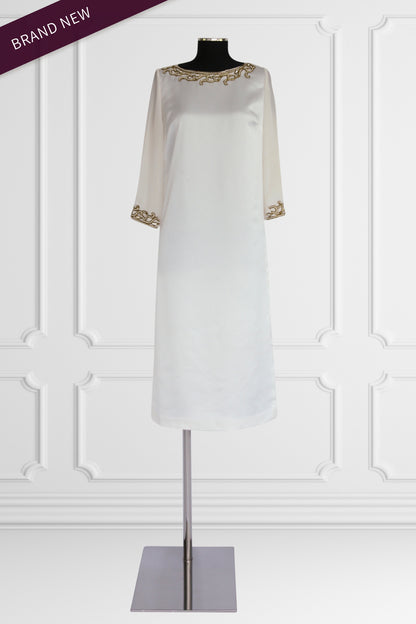 Elegant Silk Ivory Embellished Kurta