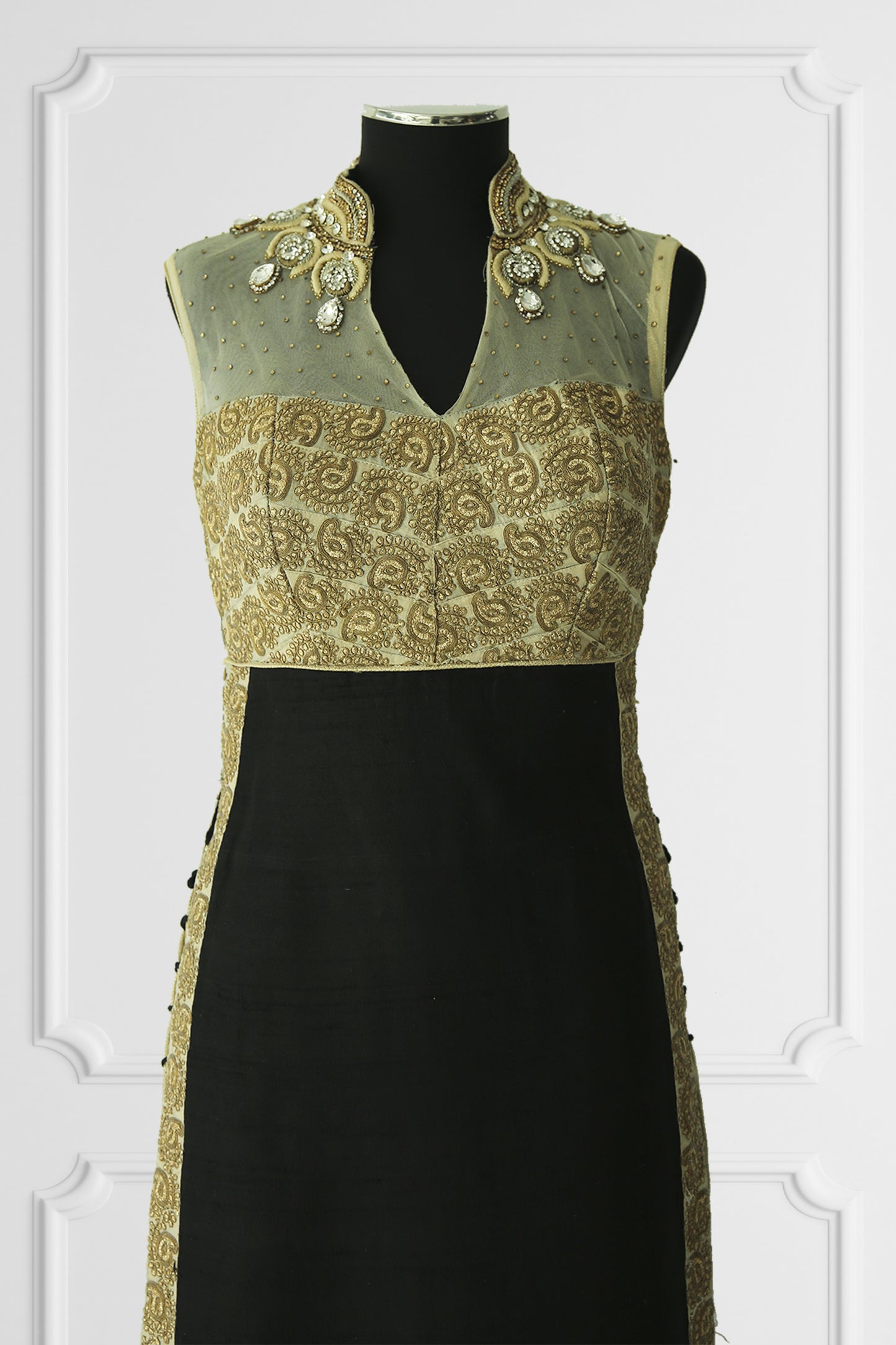 Embroidered Black and Gold Kurta Set