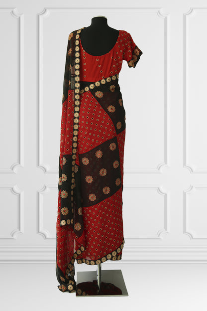 Geometric Printed Saree Set