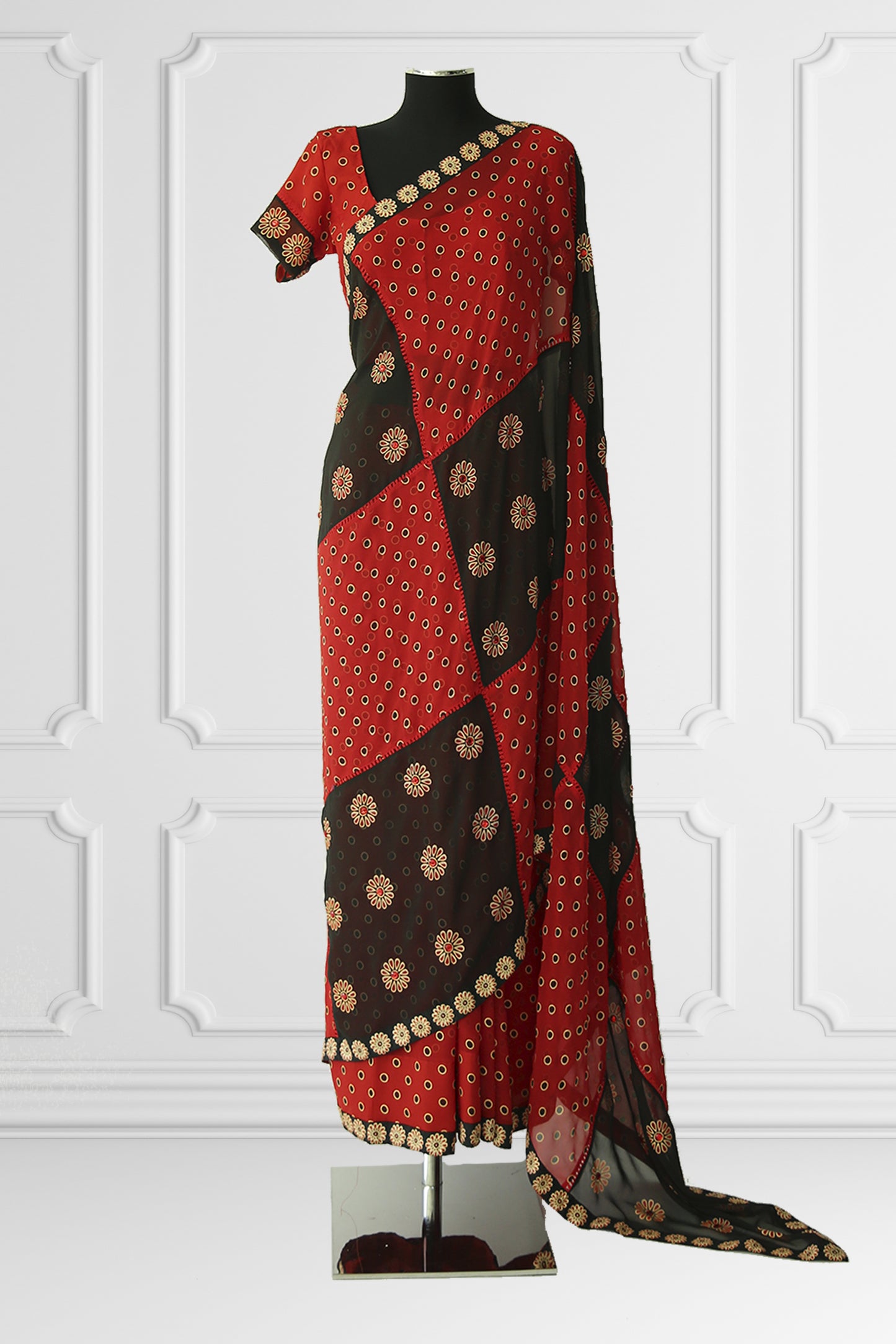 Geometric Printed Saree Set