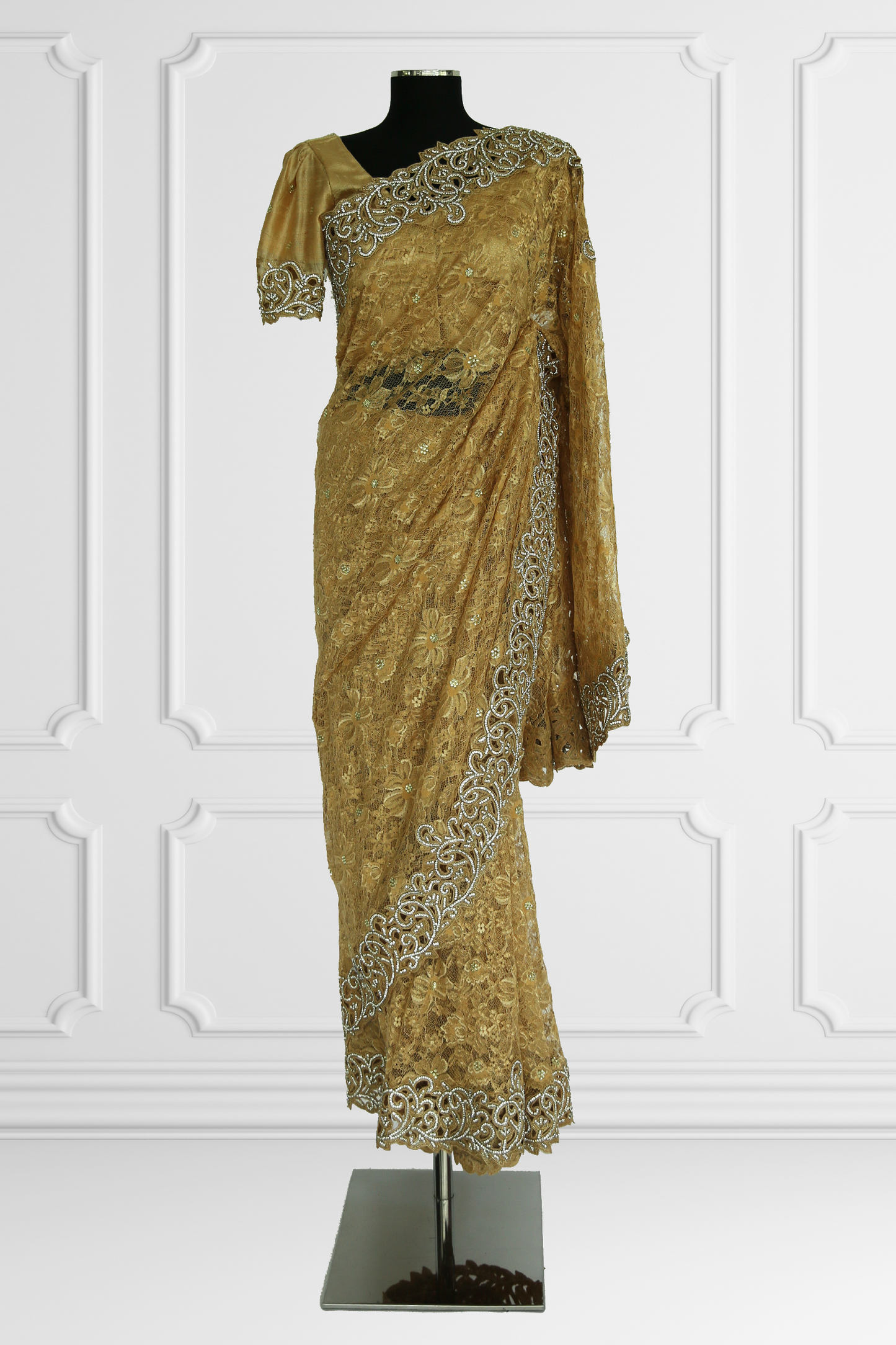 Gold Lace Saree Set