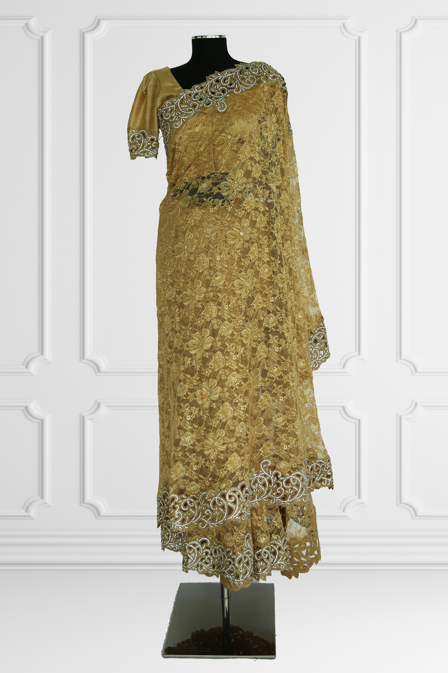 Gold Lace Saree Set