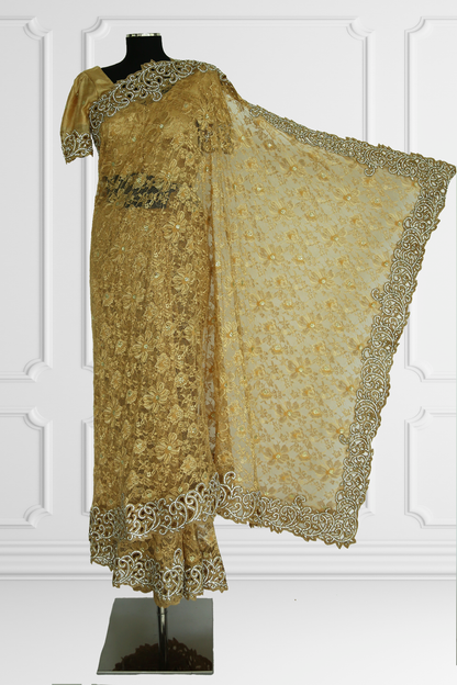 Gold Lace Saree Set