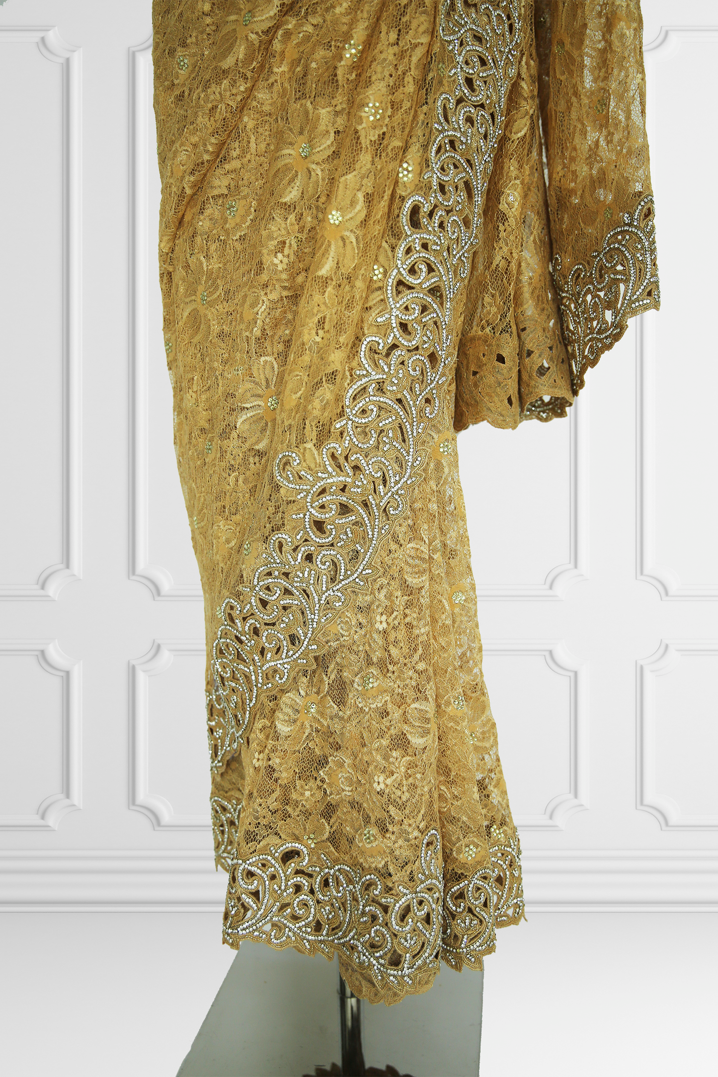 Gold Lace Saree Set