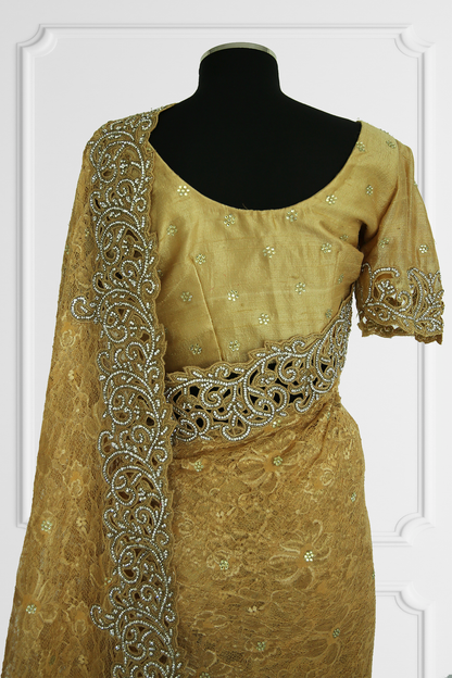 Gold Lace Saree Set