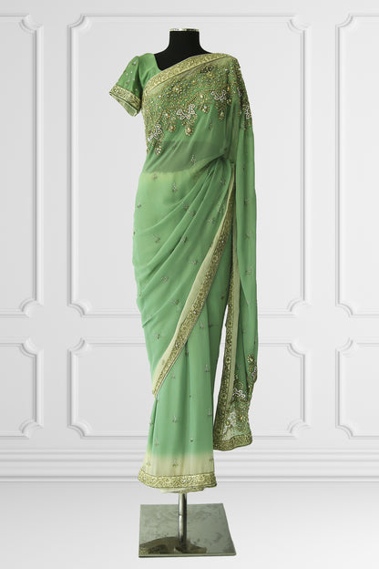 Green Heavy Embroidered Saree Set