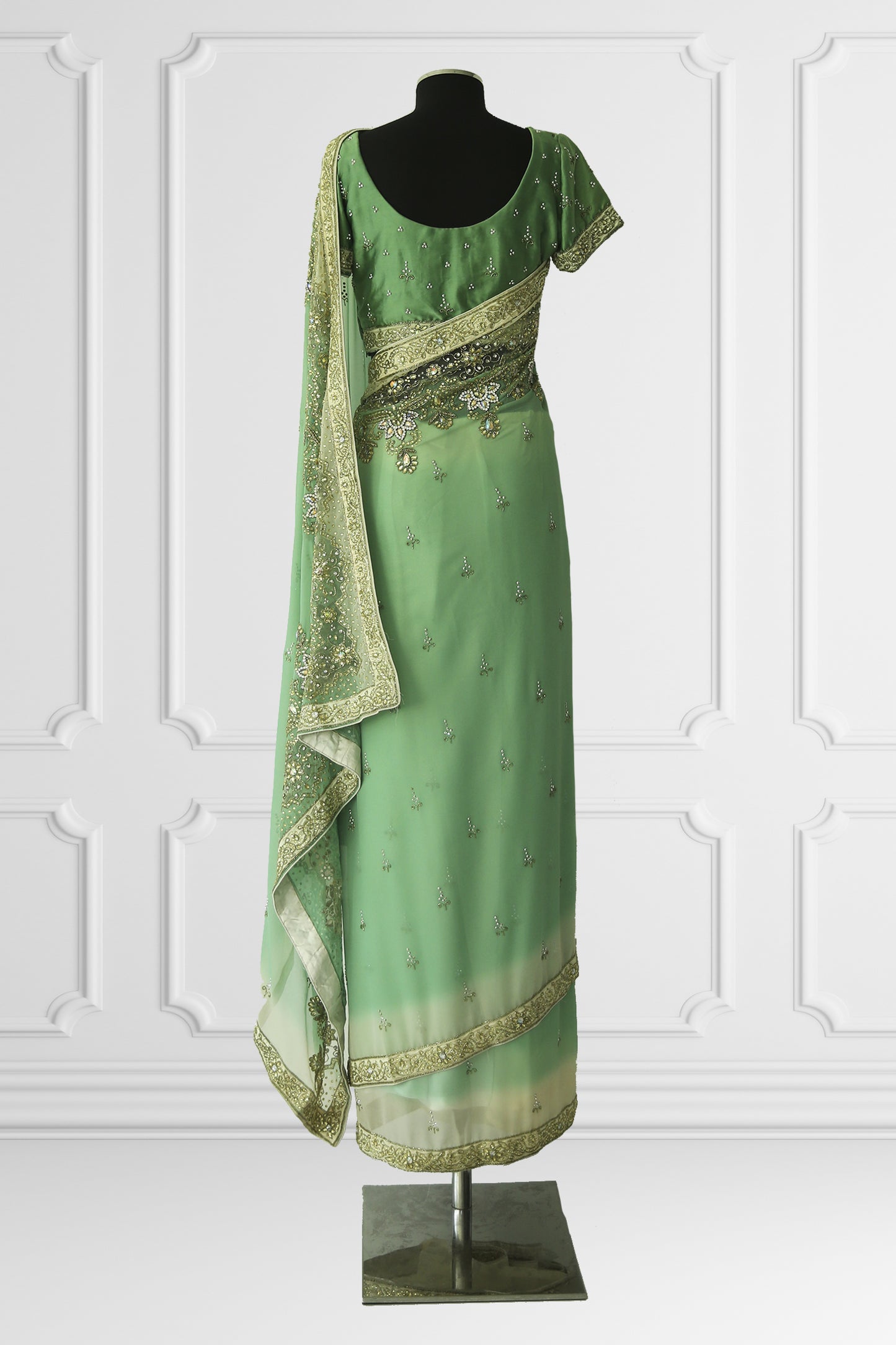 Green Heavy Embroidered Saree Set