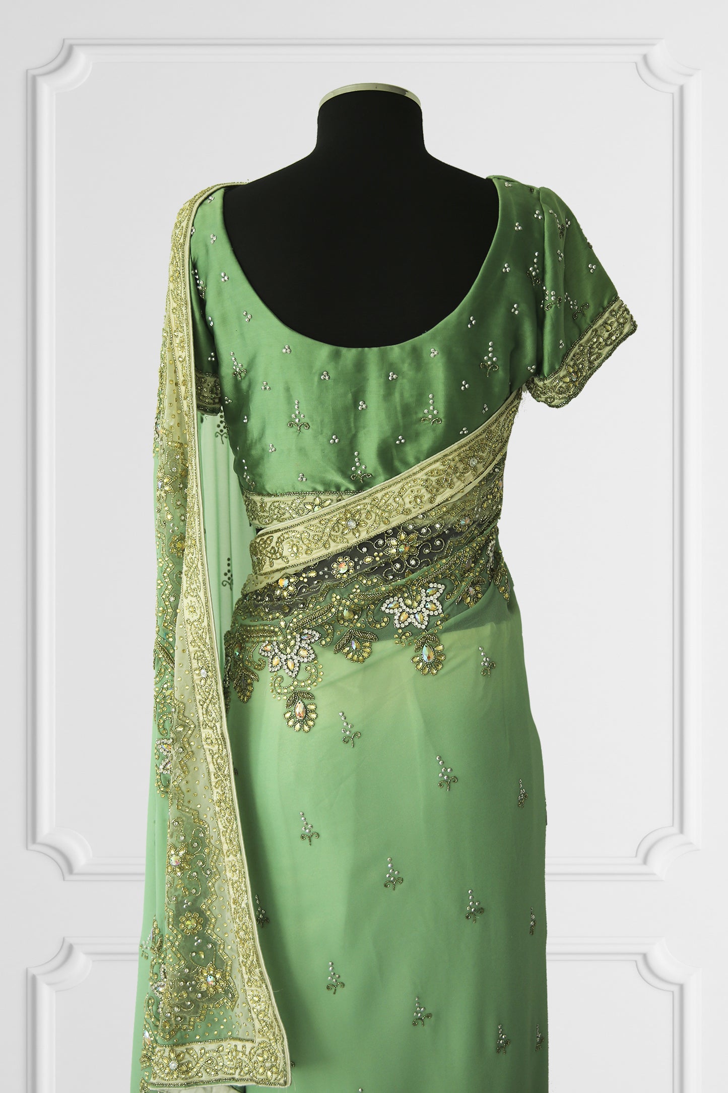 Green Heavy Embroidered Saree Set