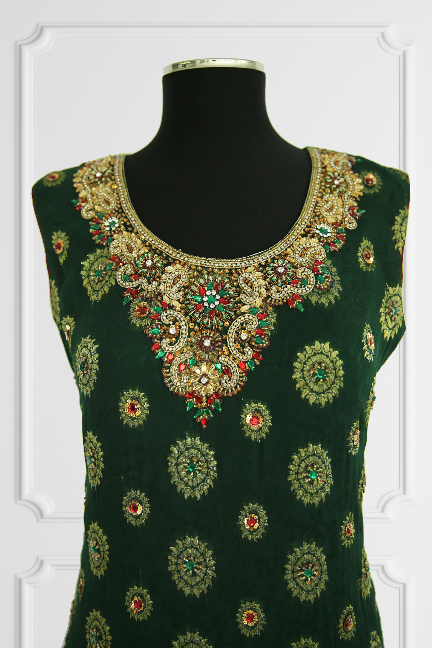 Green and Red Dothi Kurta Set