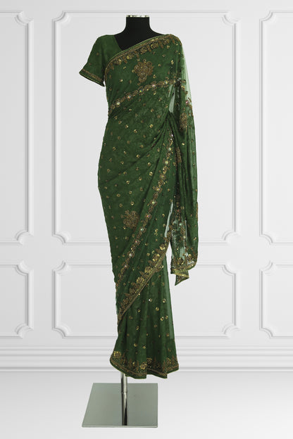 Green and Gold Saree Set