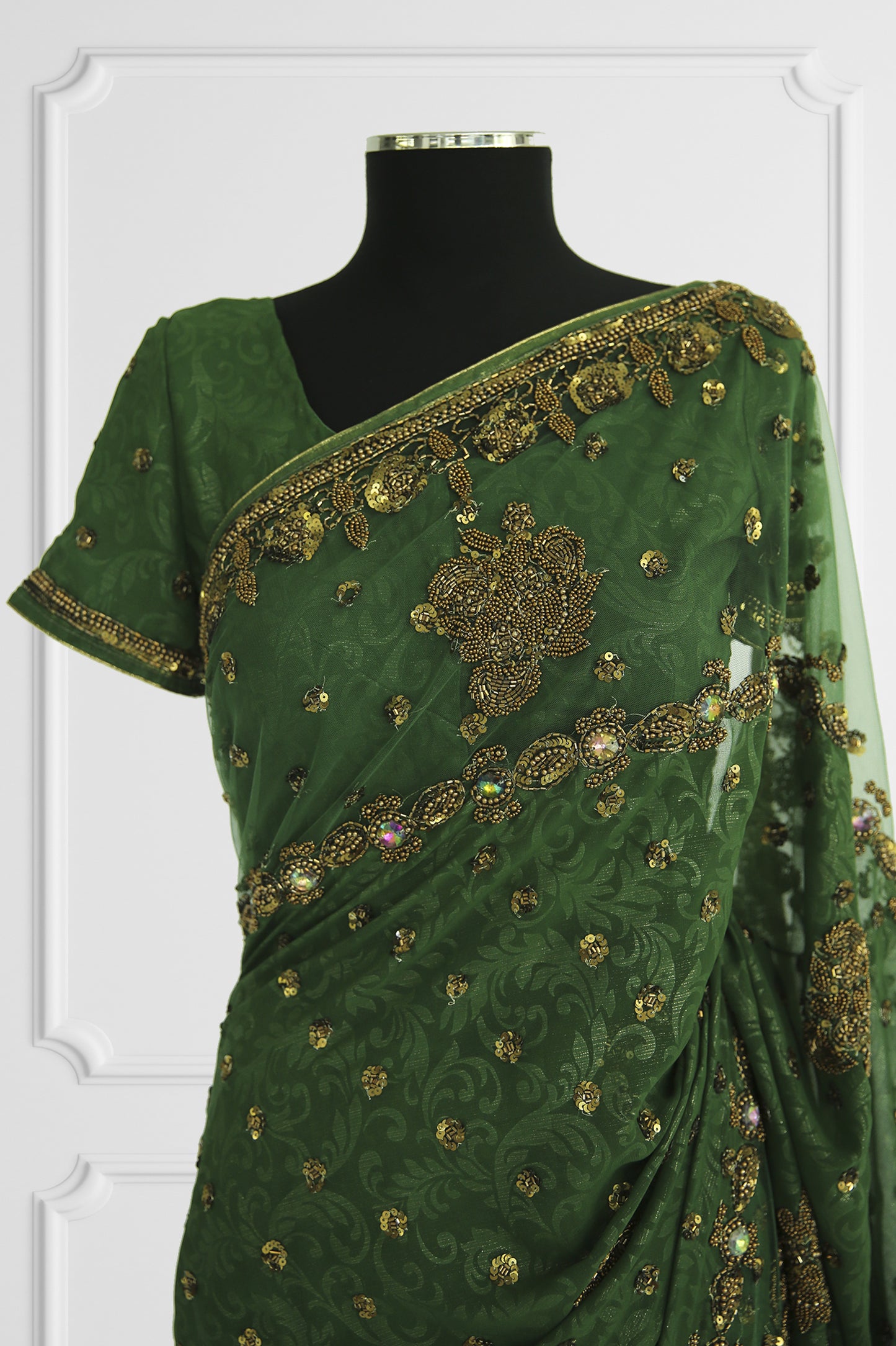 Green and Gold Saree Set