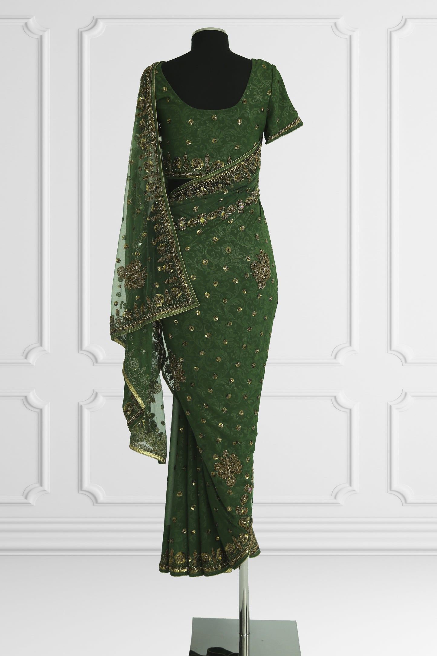 Green and Gold Saree Set