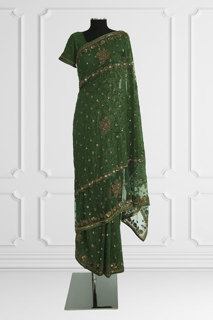 Green and Gold Saree Set