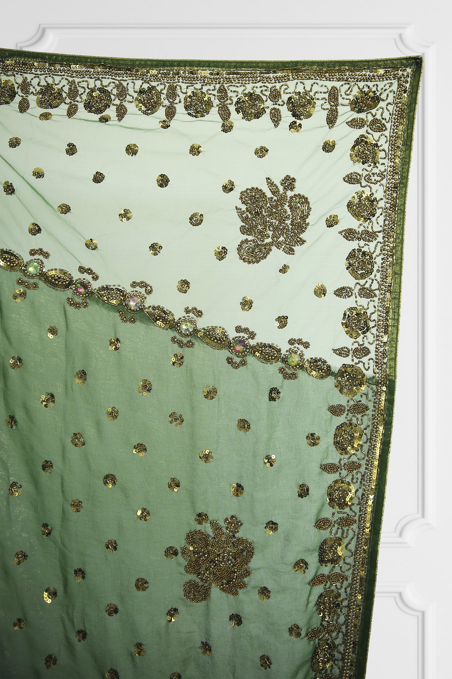 Green and Gold Saree Set