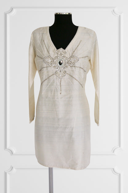 Ivory Kurta with Statement Embellishment