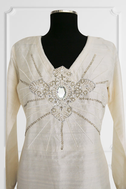 Ivory Kurta with Statement Embellishment