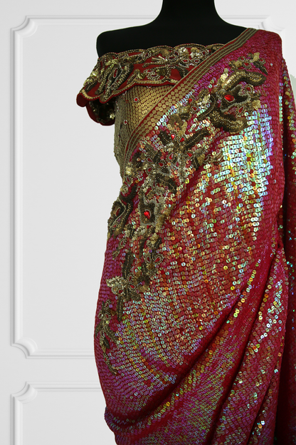 Jo Rivaaz By Puja Bugga Two Blouse Sequin Saree Set