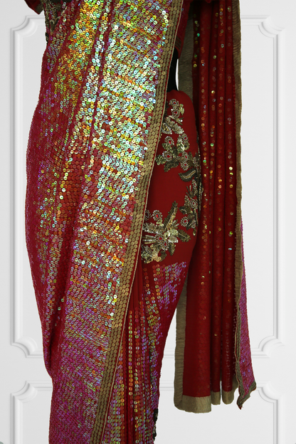 Jo Rivaaz By Puja Bugga Two Blouse Sequin Saree Set