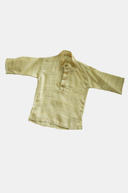 Kids Beige Kurta Set with Vest