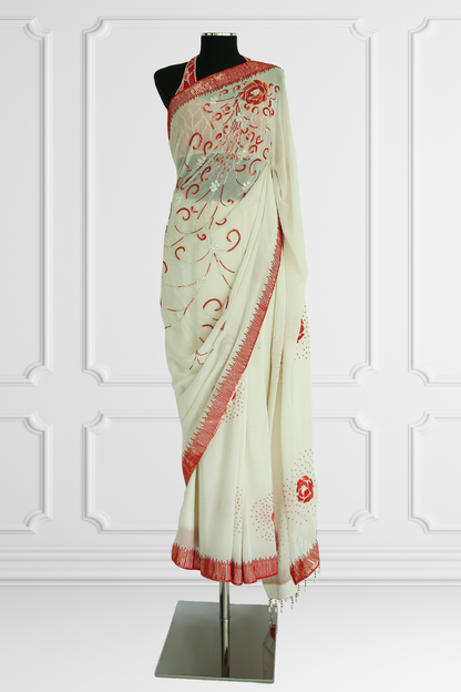 Manav Gangawani Couture White Saree Set