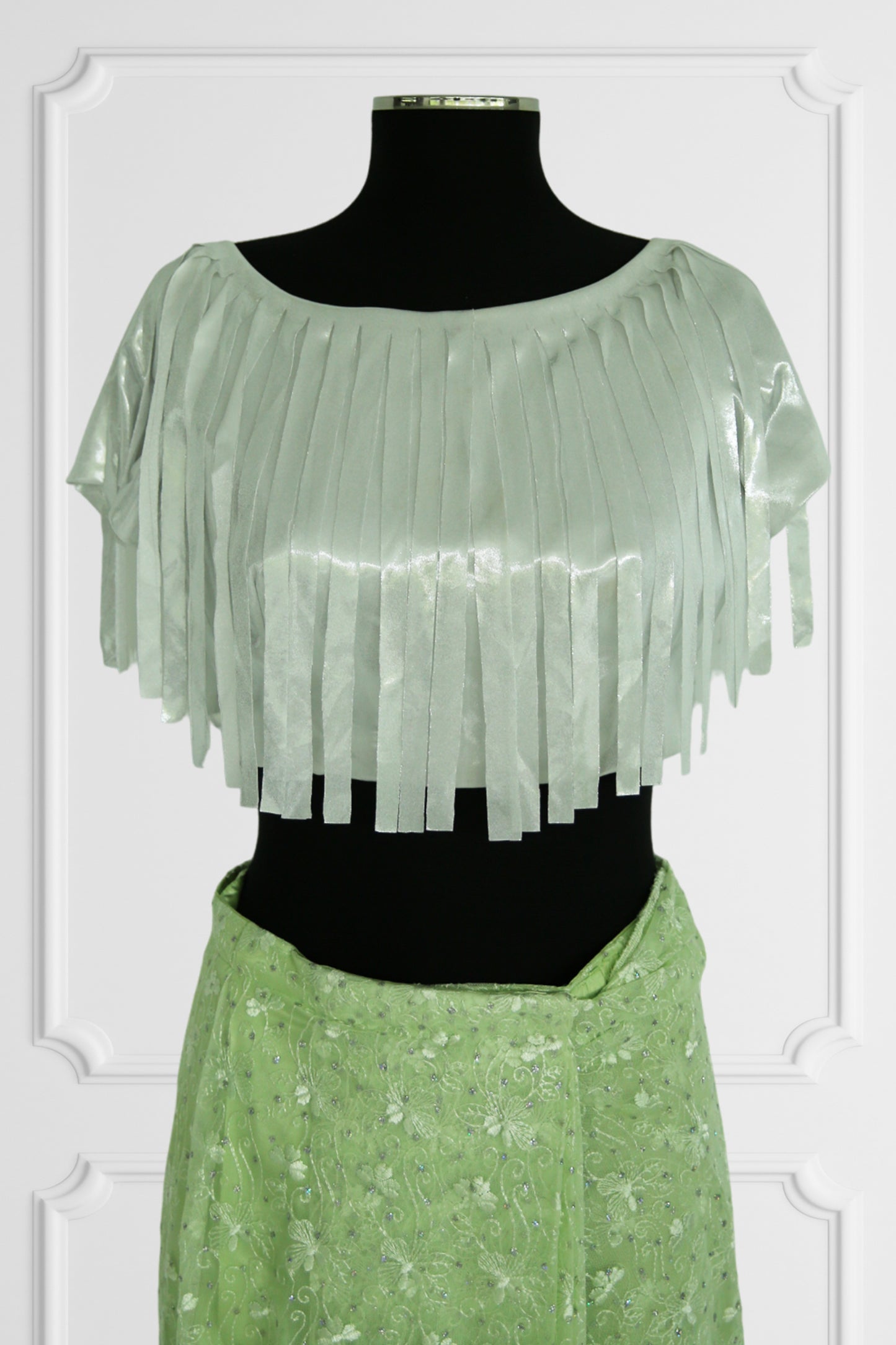 Mint Lace Saree with Fringes Blouse