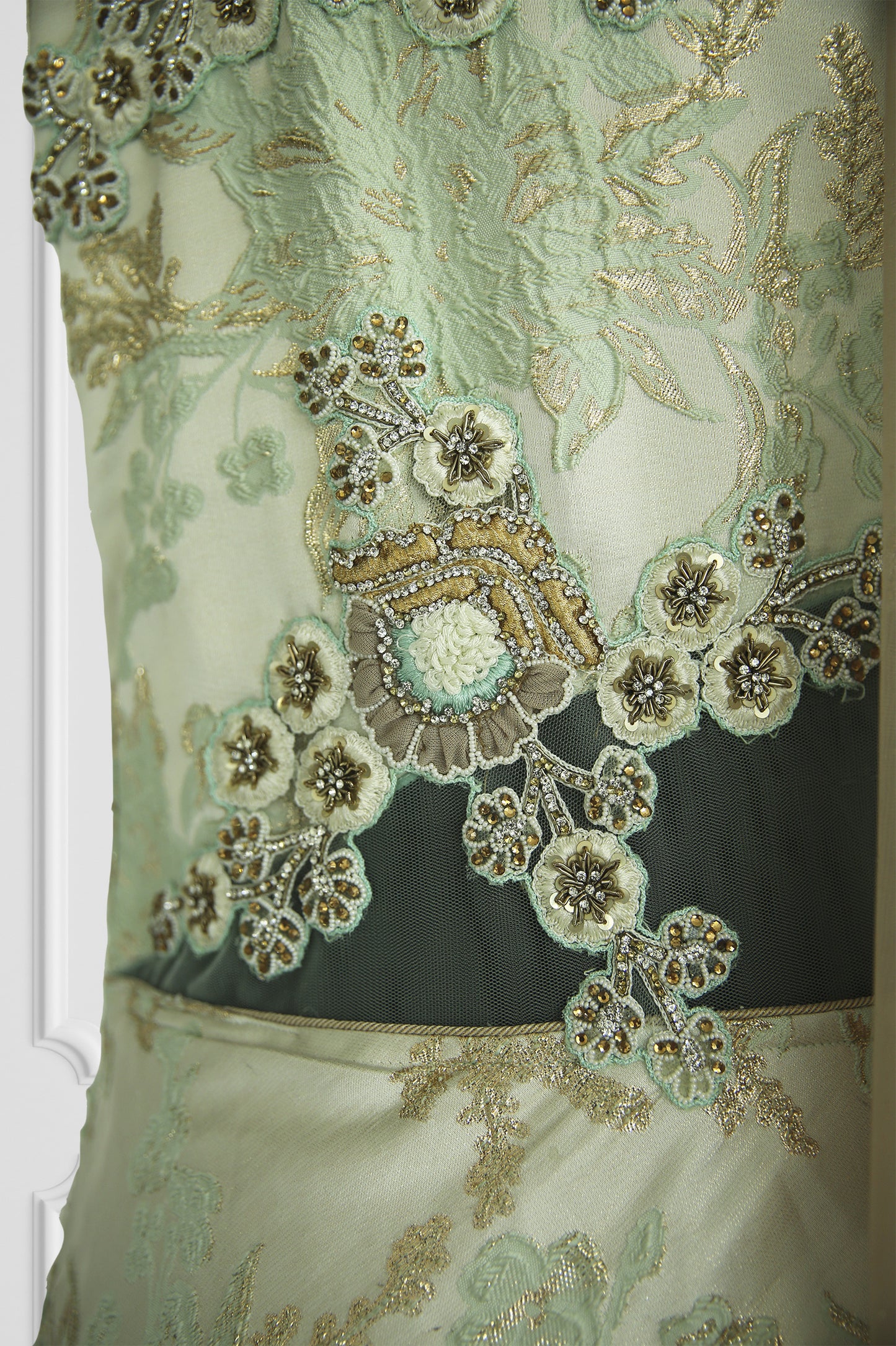 Mint and Cream Floral Gown