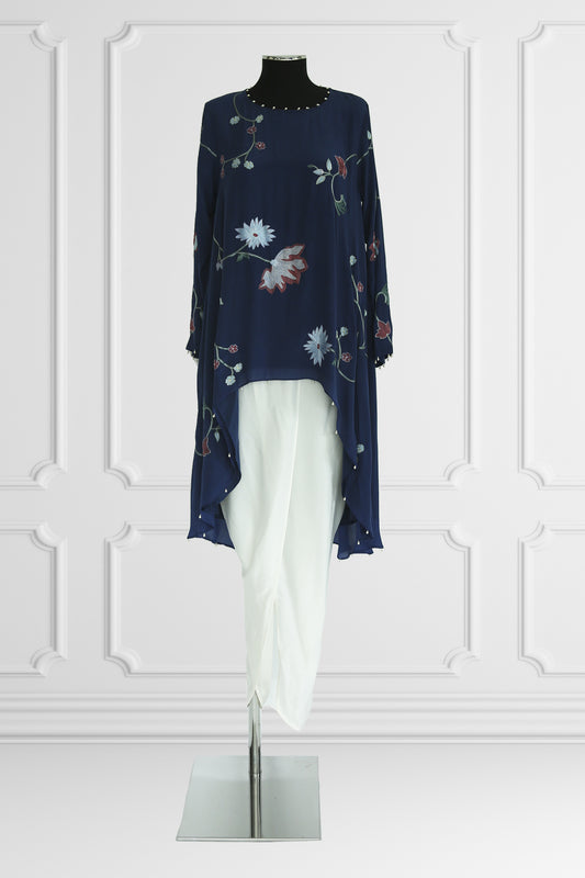 Navy Floral Kurta Set