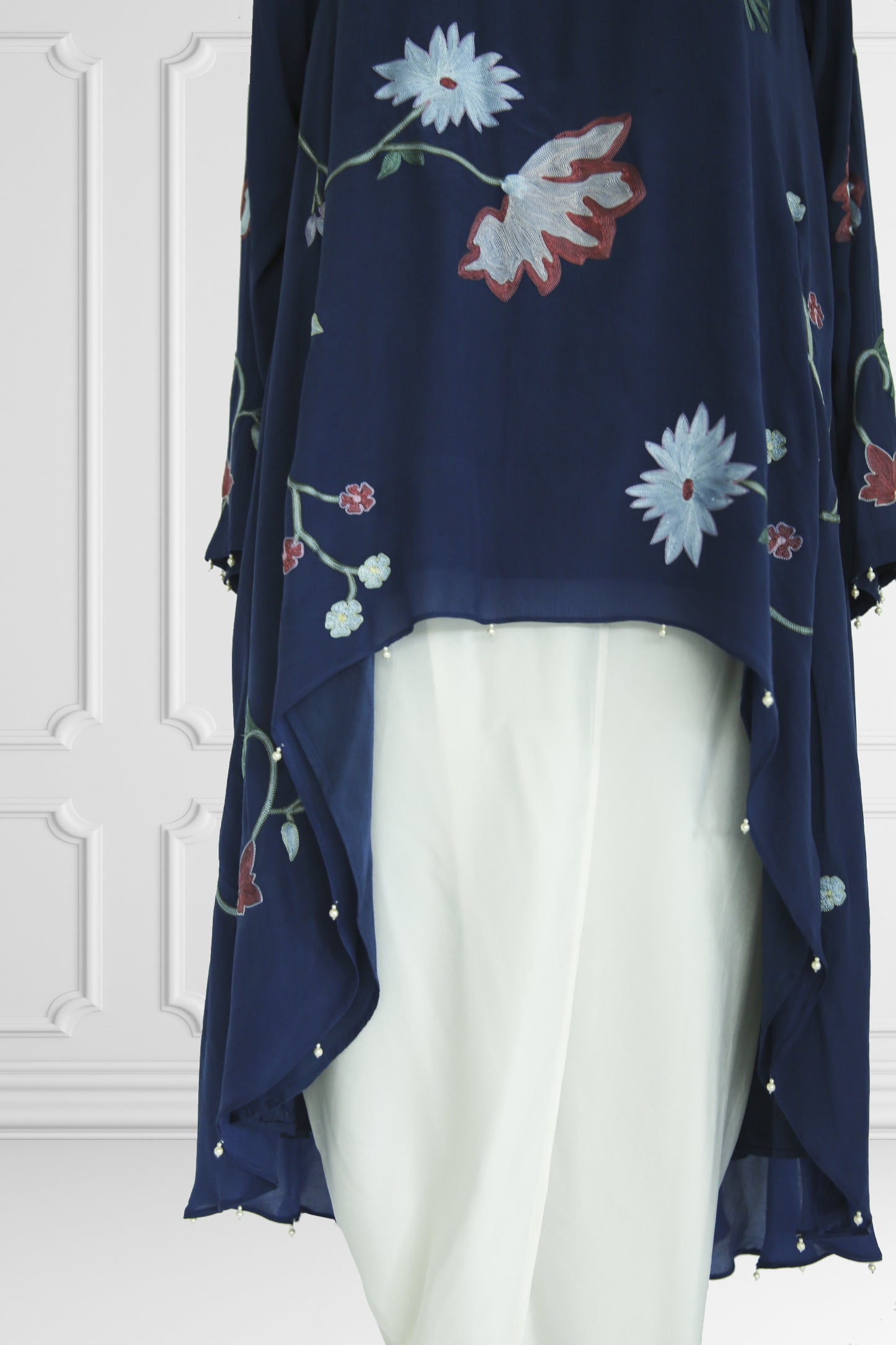 Navy Floral Kurta Set