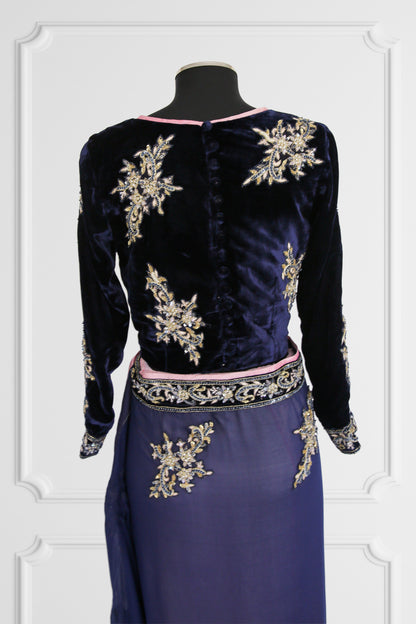 Navy and Lavender with Velvet Navy Blouse