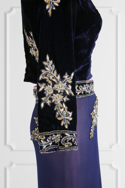 Navy and Lavender with Velvet Navy Blouse