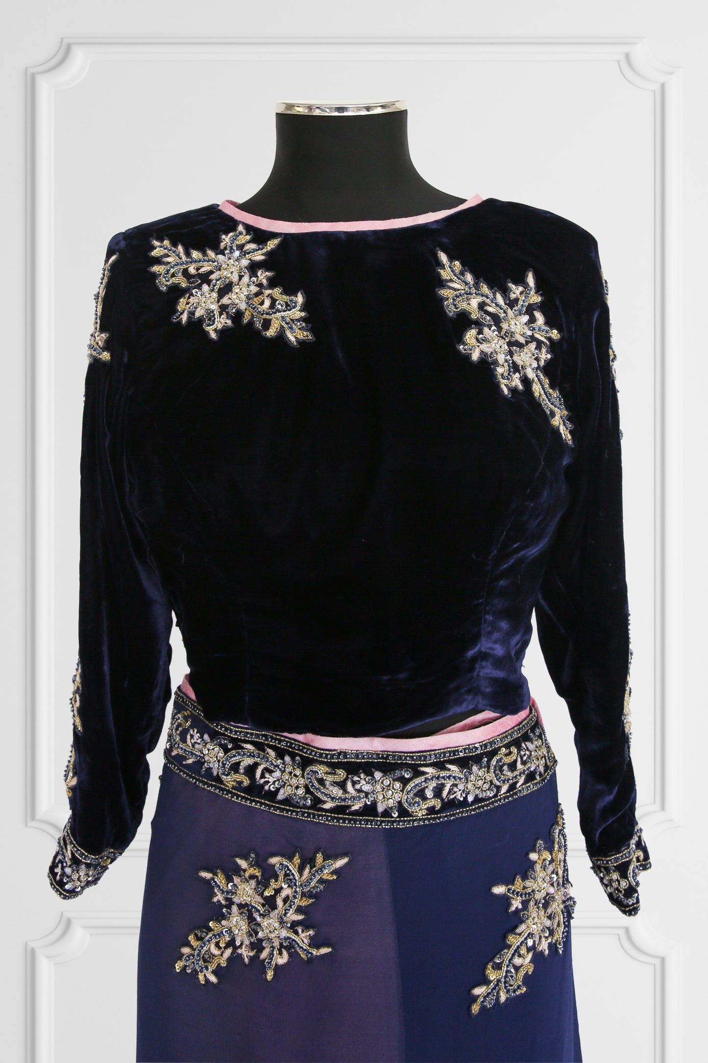 Navy and Lavender with Velvet Navy Blouse